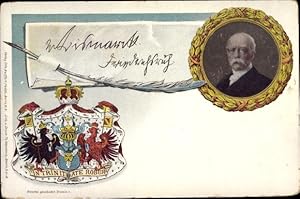 Wappen Ansichtskarte / Postkarte Fürst Otto von Bismarck, Portrait