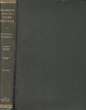 Fragments from the Cairo Genizah in the Freer Collection / ed. by Richard Gottheil and William H....