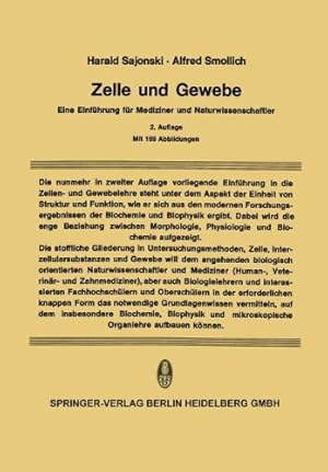 Bild des Verkufers fr Zelle und Gewebe: Eine Einführung für Mediziner und Naturwissenschaftler (German Edition) by Sajonski, Harald, Smollich, Alfred [Paperback ] zum Verkauf von booksXpress