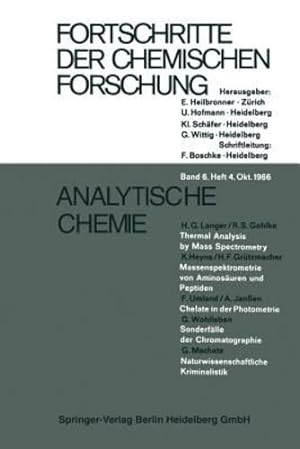 Imagen del vendedor de Analytische Chemie (Topics in Current Chemistry) (German and English Edition) by Langer, H. G., Gohlke, R. S., Heyns, K., Umland, F., Grützmacher, H. F., Wohlleben, G., Machata, G., Jan en, A. [Paperback ] a la venta por booksXpress