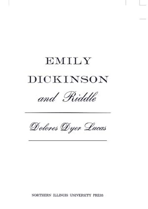 Bild des Verkufers fr Emily Dickinson and Riddle by Lucas, Dolores Dyer [Hardcover ] zum Verkauf von booksXpress