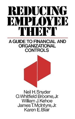 Seller image for Reducing Employee Theft: A Guide to Financial and Organizational Controls by Broome, O Whitfi, Blair, Karen E., Kehoe, William, McIntyre, James Robert, Snyder, Neil H. [Hardcover ] for sale by booksXpress