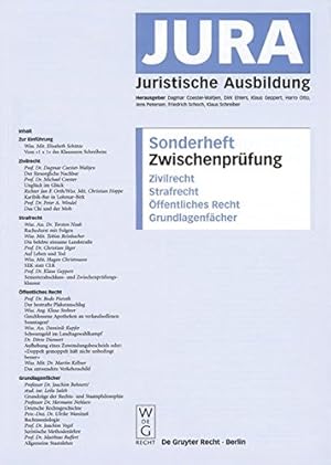 Seller image for Zwischenprüfung: Zivilrecht, Strafrecht,  ffentliches Recht, Grundlagenfächer (Jura-Sonderheft) (German Edition) [Hardcover ] for sale by booksXpress