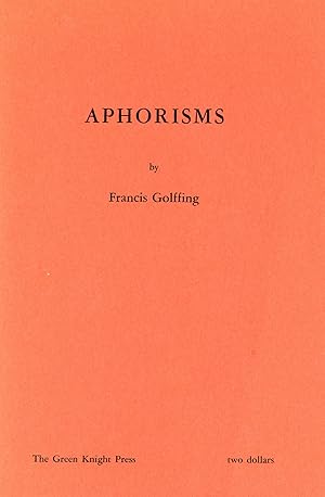 Seller image for Aphorisms for sale by Bagatelle Books, IOBA