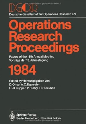 Immagine del venditore per DGOR: Papers of the 13th Annual Meeting / Vorträge der 13. Jahrestagung (Operations Research Proceedings) (German and English Edition) [Paperback ] venduto da booksXpress