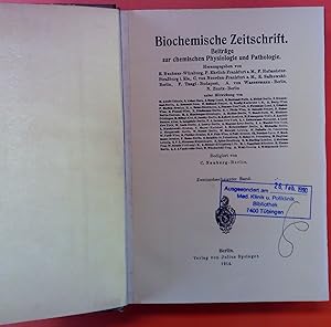 Immagine del venditore per Biochemische Zeitschrift. Beitrge zur chemischen Physiologie und Pathologie. ZWEIUNDSECHZIGSTER BAND venduto da biblion2