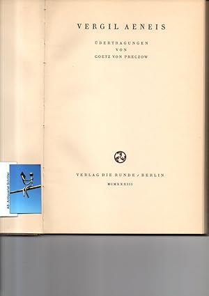 Bild des Verkufers fr Vergil Aeneis. [Die Schiffbrchigen - Troias Untergang - Aeneas und Dido - Die Leichenspiele - Die Unterwelt - Die Landnahme]. zum Verkauf von Antiquariat Schrter -Uta-Janine Strmer