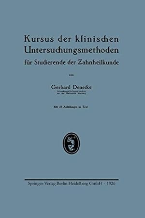 Seller image for Kursus der klinischen Untersuchungsmethoden für Studierende der Zahnheilkunde (German Edition) [Soft Cover ] for sale by booksXpress