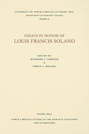 Seller image for Essays in Honor of Louis Francis Solano (North Carolina Studies in the Romance Languages and Literatures) [Paperback ] for sale by booksXpress