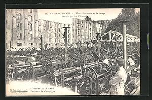 Carte postale Chiry-Ourscamp, L`Usine de filature et de tissage détruité., 1. Weltkrieg