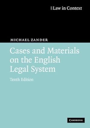 Image du vendeur pour Cases and Materials on the English Legal System (Law in Context) by Zander, Michael [Paperback ] mis en vente par booksXpress