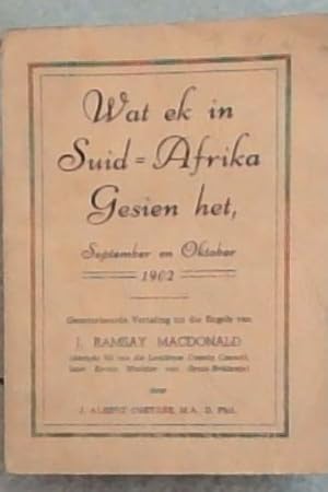 Image du vendeur pour Wat ek in Suid-Afrika Gesien het, september en Oktober 1902 mis en vente par Chapter 1