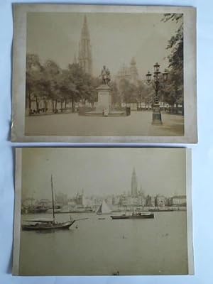 2 Original-Fotografien: Anvers place verte (Rubens-Denkmal) / Anvers vue de l'esoaut