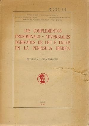 Seller image for Complementos pronominalo-adverbiales derivados de ibi e inde en la Pennsula Ibrica, Los. Revista Filolgica Espaola. Anejo XXXVIII. for sale by La Librera, Iberoamerikan. Buchhandlung