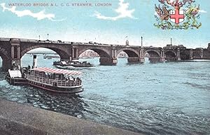 Steamer Ship at Waterloo Bridge London Antique Postcard