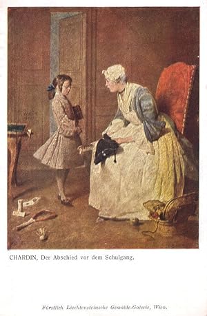 Chardin Der Abschied Vor Dem Schulgang Painting Postcard