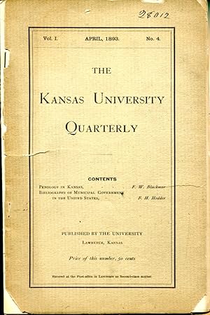 Imagen del vendedor de The Kansas University Quarterly (Vol. I No. 4, April 1893) a la venta por MyLibraryMarket