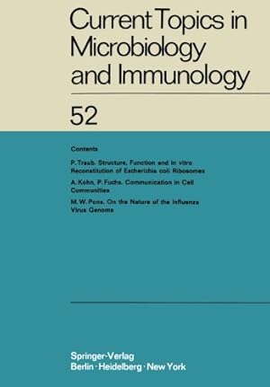 Imagen del vendedor de Current Topics in Microbiology and Immunology: Ergebnisse der Mikrobiologie und Immunitätsforschung by Arber, W., Braun, W., Cramer, F., Haas, R., Henle, W., Hofschneider, P. H., Jerne, N. K., Koldovský, P., Maaløe, O., Koprowski, H., Rott, R., Schweiger, H. G., Sela, M., Syru?ek, L., Wecker, E., Vogt, P. K. [Paperback ] a la venta por booksXpress