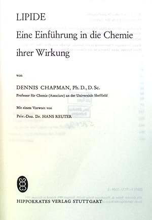Bild des Verkufers fr Lipide : eine Einf. in d. Chemie ihrer Wirkung. zum Verkauf von books4less (Versandantiquariat Petra Gros GmbH & Co. KG)