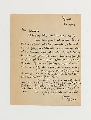 An autograph letter signed (as T.E. Shaw) to 'Dear Bordewich', relating to 'boats for the RAF'