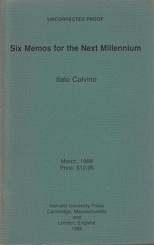 Seller image for Six Memos for the Next Millennium for sale by Badger Books