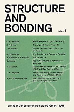 Immagine del venditore per Structure and Bonding by Jørgensen, C. K., Shriver, D. F., Neilands, J. B., Buchanan, B. B., Feeney, R. E., Komatsu, St. K., Ahrland, St., Hudson, R. F., Williams, R. J. P., Hale, J. D. [Paperback ] venduto da booksXpress