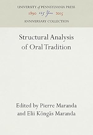 Seller image for Structural Analysis of Oral Tradition (University of Pennsylvania Publications in Folklore and Folklife, No. 3) [Hardcover ] for sale by booksXpress