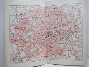 Meyers Antique Colored Map of LONDON (1890)