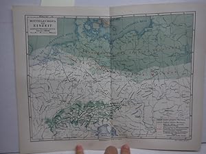 Meyers Antique Colored Map of MITTLEEUROPA ZUR EISZEIT (1890)