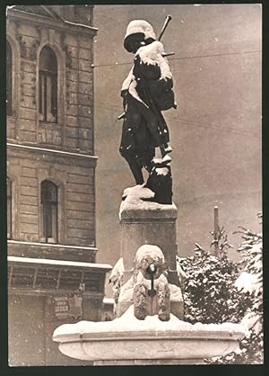 Fotografie Wilhelm Sturm, Ansicht Wien, verschneiter Augustinbrunnen 1938