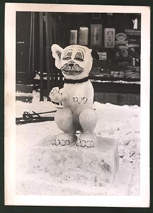 Fotografie Schnee - oder Eisskulptur Bonzo - Hund 1940