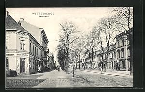 Ansichtskarte Wittenberge, Bahnstrasse mit Geschäften
