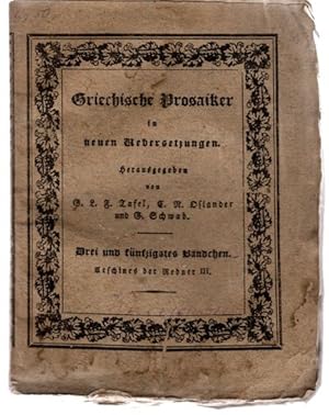 Imagen del vendedor de Griechische Prosaiker in neuen Uebersetzungen. Aechines der Redner III, bersetzt von Bremi, a la venta por nika-books, art & crafts GbR