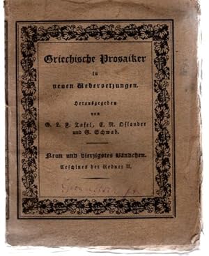 Bild des Verkufers fr Griechische Prosaiker in neuen Uebersetzungen. Aechines der Redner II, bersetzt von Bremi, zum Verkauf von nika-books, art & crafts GbR