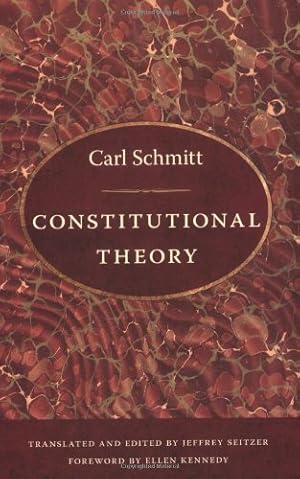 Immagine del venditore per Constitutional Theory by Schmitt, Carl [Paperback ] venduto da booksXpress