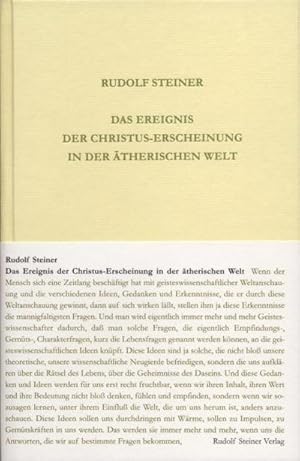 Bild des Verkufers fr Das Ereignis der Christus-Erscheinung in der therischen Welt : Sechzehn Einzelvortrge, 1910 zum Verkauf von AHA-BUCH GmbH