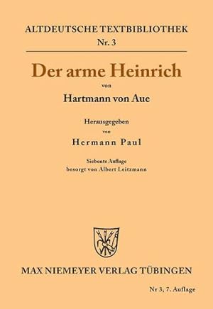 Imagen del vendedor de Der Arme Heinrich (Altdeutsche Textbibliothek) (German Edition) [Soft Cover ] a la venta por booksXpress