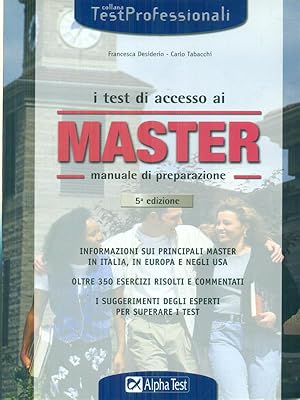 Immagine del venditore per I test di accesso ai master. manuale di preparazione venduto da Librodifaccia