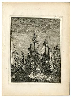 Antique Print-VOC-SHIPS-DUTCH-SPANISH-SEA BATTLE-Van den Bosch-Luyken-1683