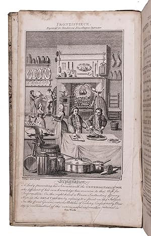 Bild des Verkufers fr The housekeeper s instructor; or, universal family cook. Being an ample and clear display of the art of cookery in all its various branches . Likewise the making and keeping to perfection British wines, and proper rules for brewing malt liquor. To which is added the complete art of carving.London, W. & J. Stratford, [ca 1790?]. 8vo. With an engraved frontispiece and 11 engraved plates (2 folding), mostly showing carving techniques or how to arrange the dishes on the table during suppers. Contemporary half calf, marbled paper sides, red morocco spine label. zum Verkauf von ASHER Rare Books