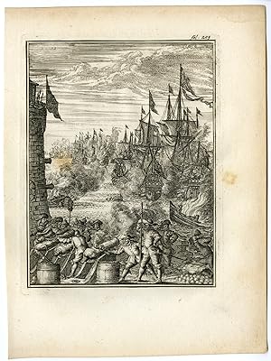 Antique Print-DUTCH NAVY-CANNON-SPANISH FLEET-WAR-Van den Bosch-Padtbrugge-1683
