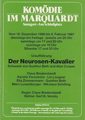 Image du vendeur pour Programmheft Urauffhrung Gunther Beth und Alan Cooper DER NEUROSEN-KAVALIER 16. Dezember 1986 bis 8. Februar 1987 Komdie im Marquardt mis en vente par Programmhefte24 Schauspiel und Musiktheater der letzten 150 Jahre