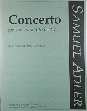 Imagen del vendedor de Concerto for Viola and Orchestra, Solo Part and Piano Reduction a la venta por Austin Sherlaw-Johnson, Secondhand Music