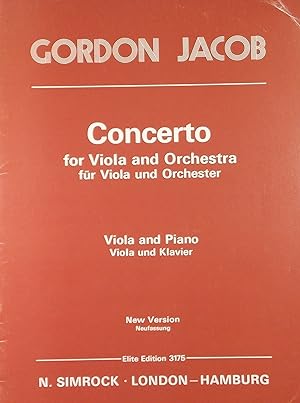 Imagen del vendedor de Concerto for Viola and Orchestra, Solo Part and Piano Reduction (New Version) a la venta por Austin Sherlaw-Johnson, Secondhand Music