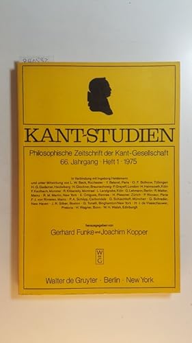 Bild des Verkufers fr Kant-Studien. Philosophische Zeitschrift der Kant-Gesellschaft 66. Jahrgang, Heft 1, 1975 zum Verkauf von Gebrauchtbcherlogistik  H.J. Lauterbach