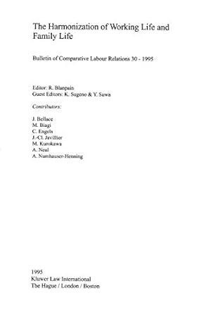 Seller image for The Harmonization of Working Life and Family Life (Bulletin of Comparative Labour Relations Series Set) [Soft Cover ] for sale by booksXpress