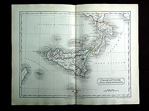 Map No IX. ITALIAE ANTIQUAE PARS MERIDIONALIS. Southern Italy and Sicily from Samuel Butler's 184...