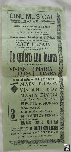 Poster - Cartel : TE QUIERO CON LOCURA. MATY TILSON. 1951. GRAO