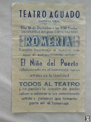 Poster - Cartel : ROMERIA. HOMENAJE A EL NIÑO DEL PUERTO. ELCHE DE LA SIERRA