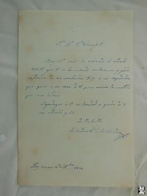 Antiguo Documento - Old Document : CARTA DE LA CONDESA DE LA ALCUDIA (con su firma) A ESCOFET. 1833